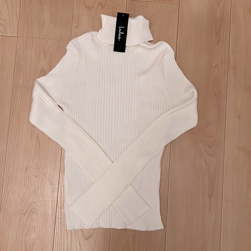 Lulu’s Chic Observation Ivory Ribbed Turtleneck S